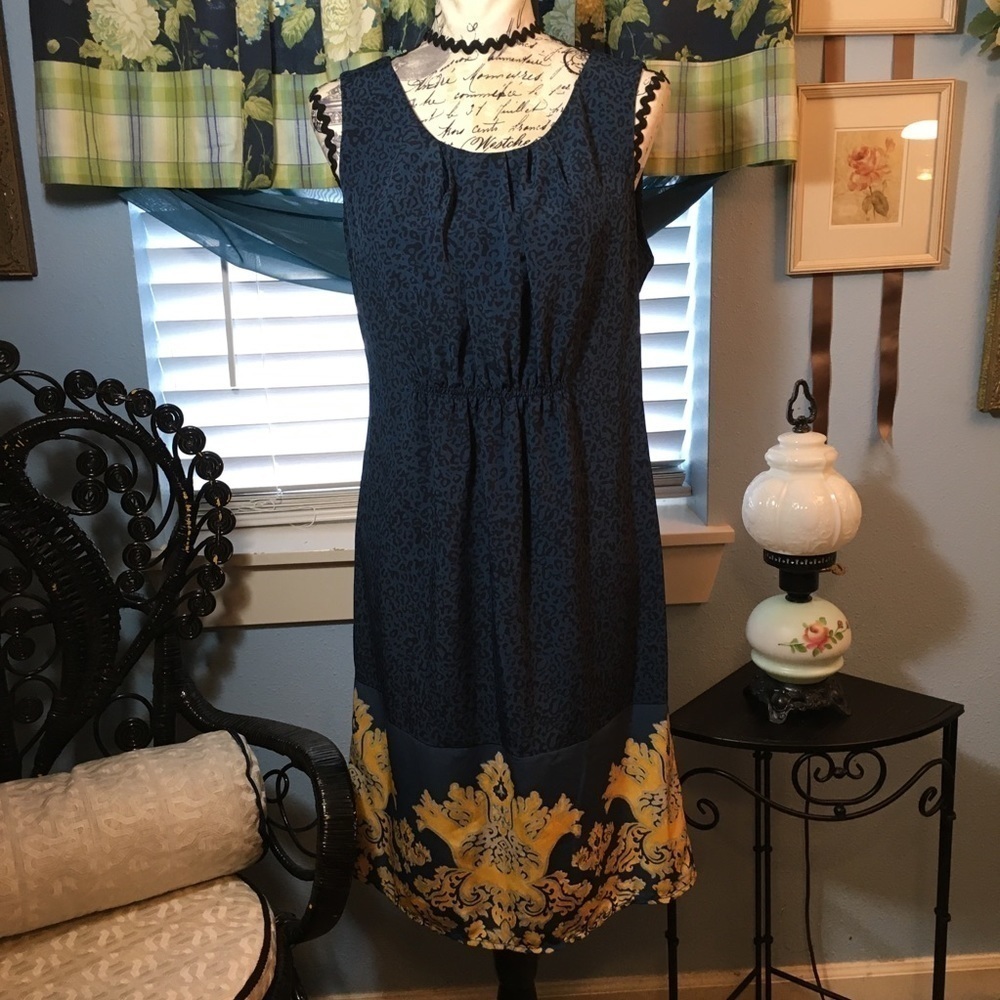 Daisy Fuentes sleeveless gathered waist leopard print dress